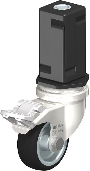 Blickle LRXA-PATH 50G-FI-EXV05 Edelstahl-Apparate-Lenkrolle mit Expander & Feststeller, Thermoplastisches Polyurethan, Grau, 853317