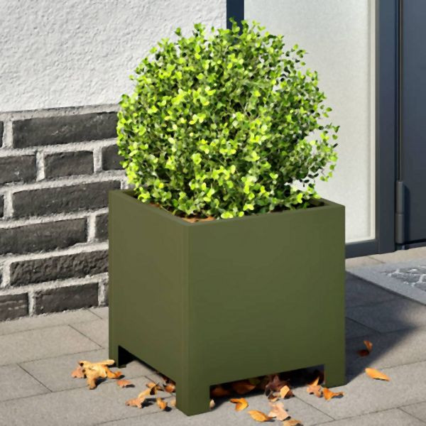 vidaXL Pflanzkübel 2 Stk. Olivgrün 30x30x30 Stahl, 851192