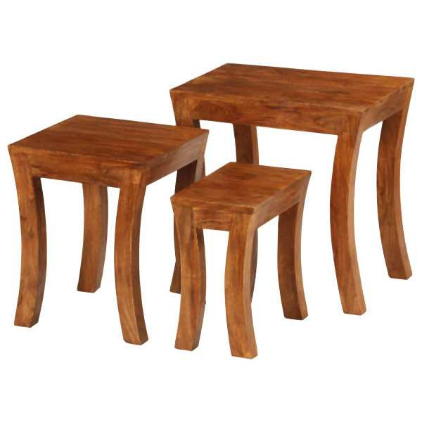vidaXL 3-tlg. Satztisch-Set Massivholz Akazie 50x35x50 cm Braun, 246101