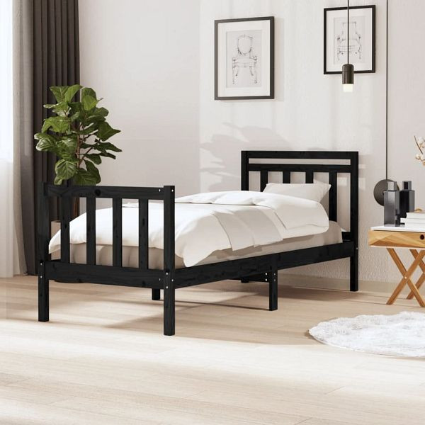 vidaXL Massivholzbett Schwarz 90x190 cm, Top-Qualität, 3100688