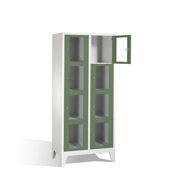 C+P Schließfachschrank Classic, H1850xB810xT500mm, Farbe: Lichtgrau / Resedagrün, 8010A224 S10004