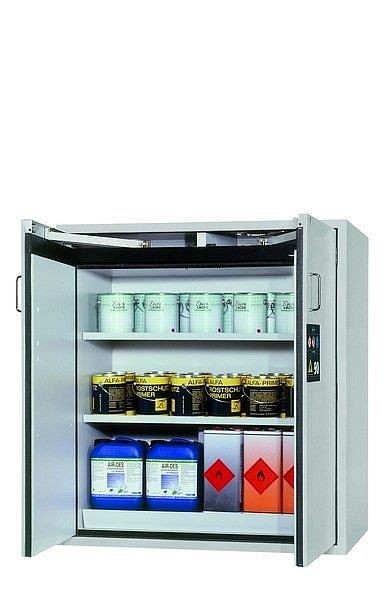 asecos Sicherheitsschrank S-CLASSIC-90, S90.129.120.WDAS in lichtgrau RAL 7035 mit 2x Fachboden (Stahlblech), 30122-001-30155