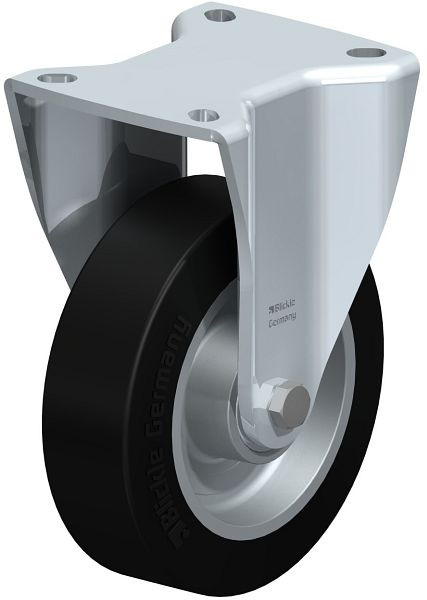 Blickle BH-ALEV 125K-1 Stahlblech-Bockrolle, Schwerlast-Ausführung, mit Anschraubplatte, Elastik-Vollgummi, Schwarz, 264002