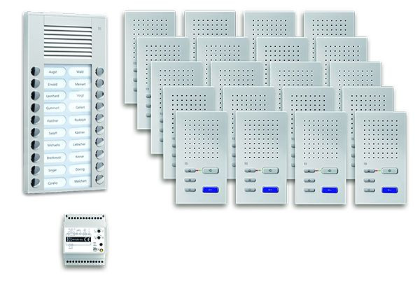 TCS Türkontrollsystem audio:pack AP für 20 Wohneinheiten, mit Außenstation PES 20 Klingeltasten, 20x Freisprecher ISW3030, Steuergerät, PPAF20-EN/02