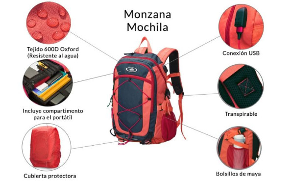 monzana Sportrucksack Rot 35L, 107624, 4251776918945