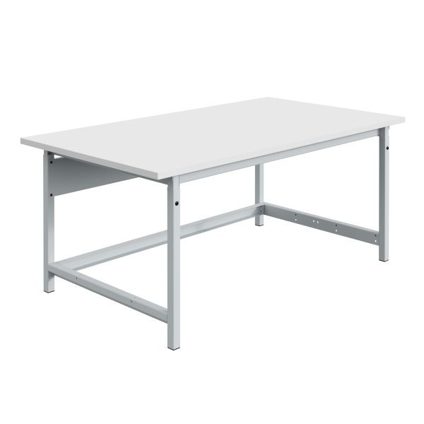 SOFAME PACKLOG Packtisch, mechanisch höhenverstellbar, B 1800 x T 750 x H 768 bis 1048 mm, Melamin-Arbeitsplatte 28 mm, Lichtgrau RAL 7035, W010020602GC