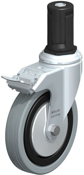 Blickle LKRA-VPA 125K-11-FI-FA-ER15 Apparate-Lenkrolle mit Expander & Feststeller, Vollgummi, Grau, 848284