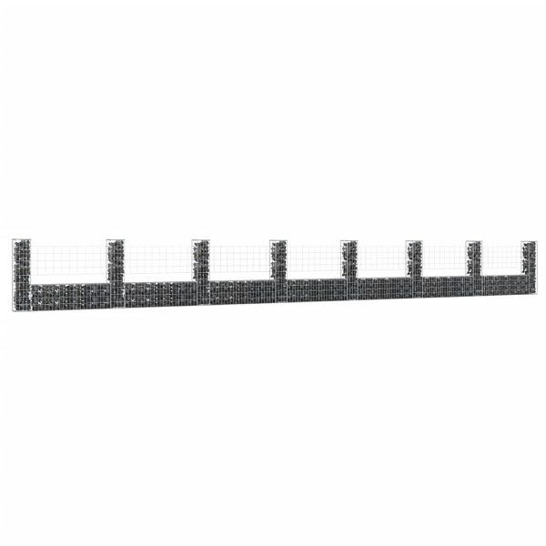 vidaXL Gabionenkorb U-Form mit 8 Säulen Eisen 860x20x100 cm, 151281