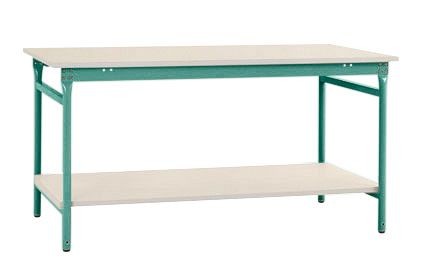 Manuflex Komplett-Beistelltisch BASIS stationär mit Kunststoff-Platte + Zwischenboden, BxTxH: 750 x 500 x 780 mm, graugrün, BB5207.0001