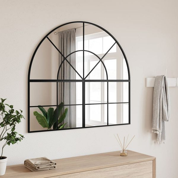 vidaXL Wandspiegel Schwarz 100x90 cm Gewölbt Eisen, 3200611