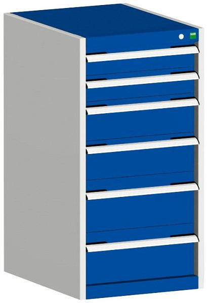 bott cubio Schubladenschrank bestückt mit 6 Schubladen BxTxH: 525 x 650 x 1000 mm, RAL 7035/5010, 40018059.11V