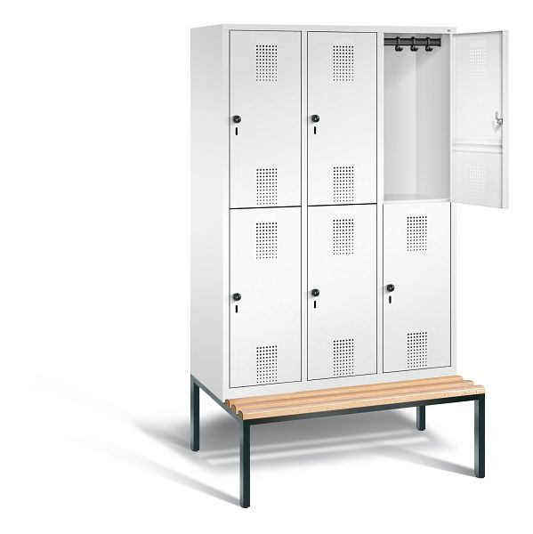 C+P Spind doppelstöckig Evolo, H2090xB1200xT815mm, Farbe: Verkehrsweiß, 48350-32 S10199