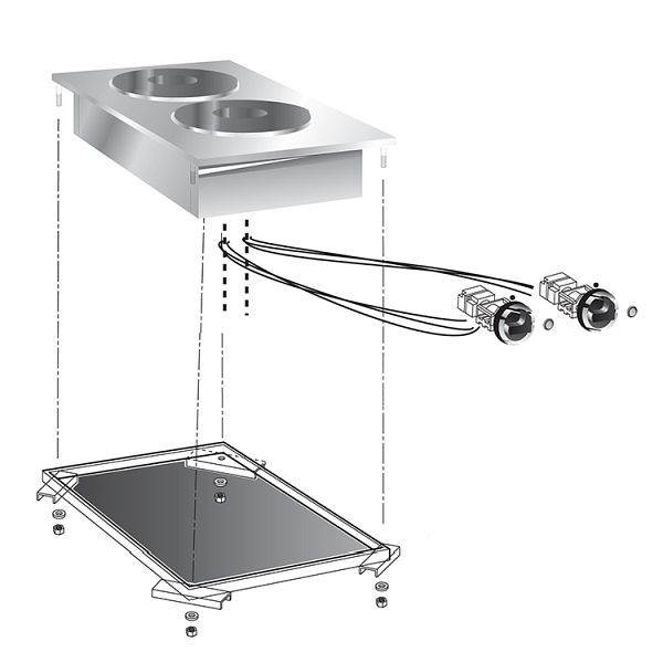 Gastro-Inox drop-in Elektroherd 2 Kochplatten, 40cm, 160.505