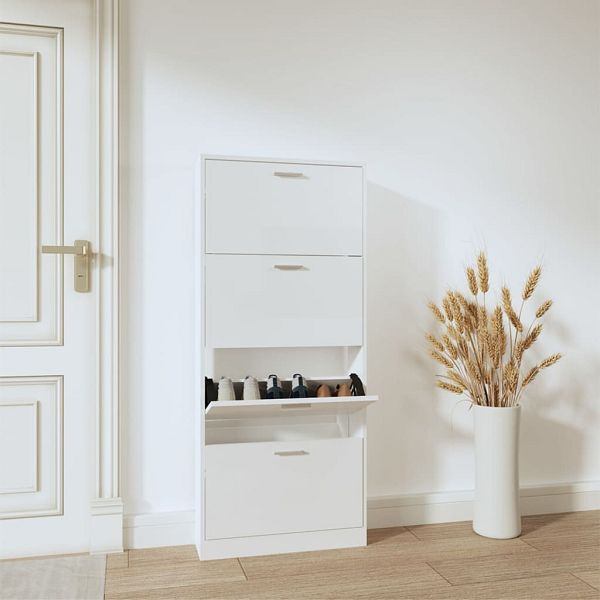 vidaXL Schuhschrank Hochglanz-Weiß 59x17x150 cm Holzwerkstoff, 342522