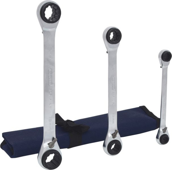 KS Tools 4 in 1 GEARplus umschaltbar Doppel-Ratschenringschlüssel-Satz, 3-teilig, 503.4540