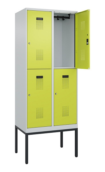C+P Doppelstock-Spind Evolo PLUS, Gestell, 4 Fächer, 2120x800x500mm, 7035/0024, Zylinderschloss, 0493307-22 S10042