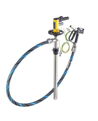 DENIOS Fasspumpe mit Druckluftmotor für Lösemittel, 1200 mm Tauchtiefe für Fässer/IBC, 137424