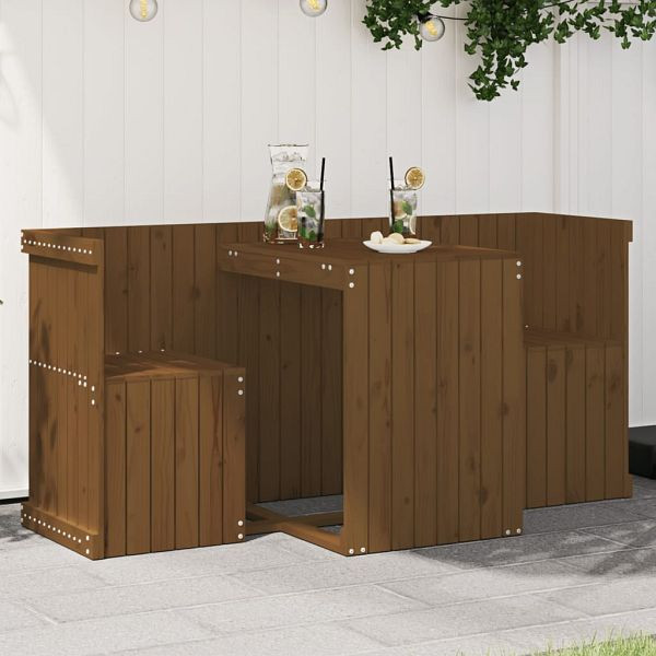 vidaXL Balkonmöbel-Set 2-Sitzer Honigbraun Massivholz Kiefer, 825061