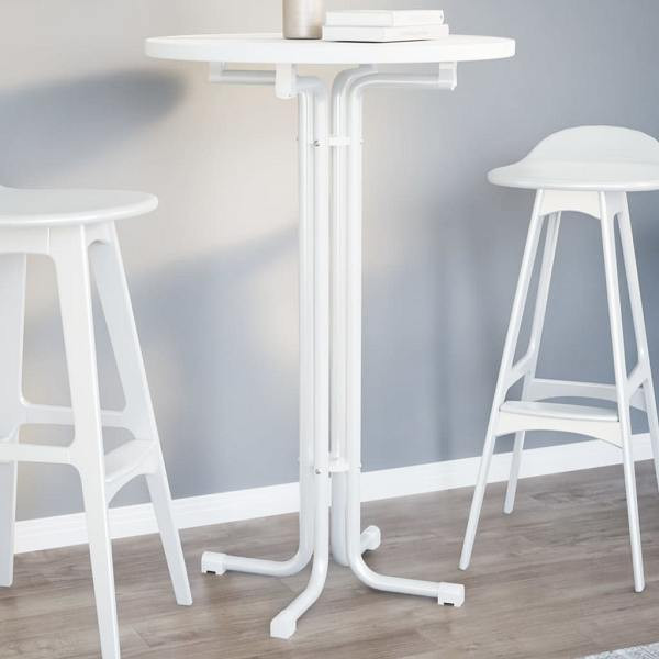 vidaXL Esstisch Weiß Ø70x110 cm Holzwerkstoff und Stahl, 4008302