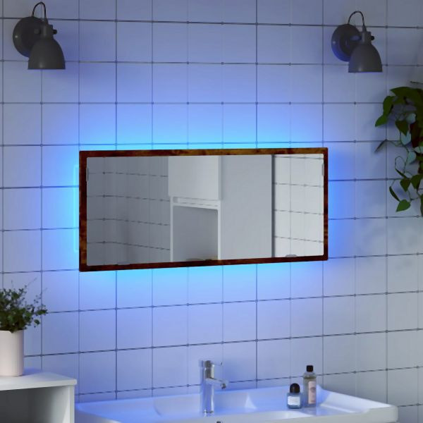 vidaXL LED-Badspiegel Räuchereiche 100x8,5x37 cm Holzwerkstoff, 856272