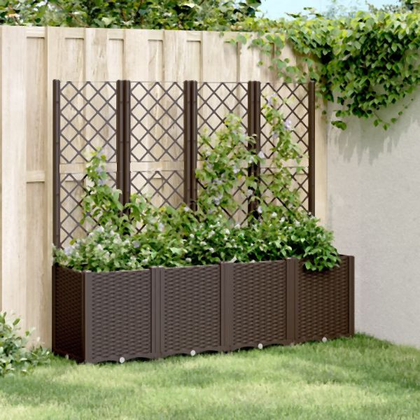 vidaXL Pflanzkübel mit Rankgitter Braun 160x40x140 cm PP, 367875