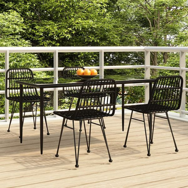vidaXL 5-teilig Garten-Essgruppe Schwarz Poly Rattan, 3157883