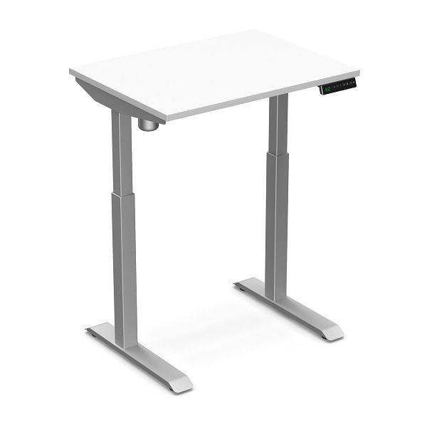 Worktrainer Sitz-Steh-Schreibtisch StudyDesk (Silber / Weiß 80 x 60 cm), StD-xs-slv-Weiß