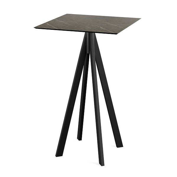 Essentials Infinity Stehtisch Schwarz gestell + Midnight Marble HPL 70x70 cm, 120041677