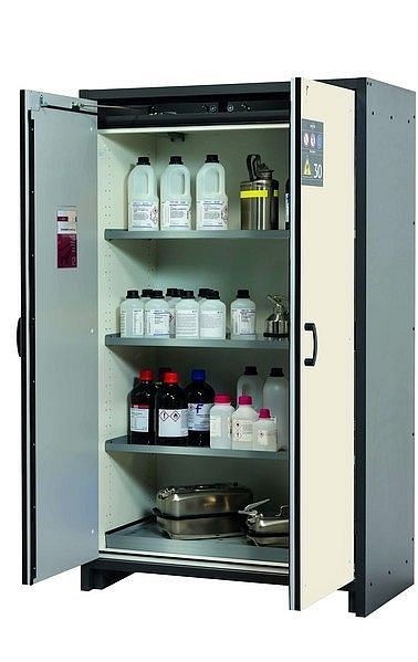 asecos Sicherheitsschrank Q-CLASSIC-30, Q30.195.116 in reinweiß RAL 9010 mit 3x Fachboden (Edelstahl), 31003-070-30008