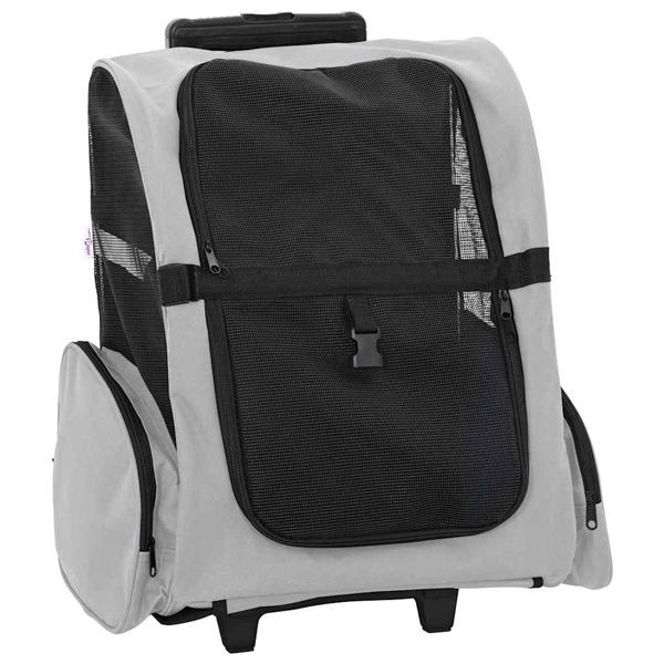 vidaXL Trolley für Haustiere 3-in-1 Grau 48x32x(57-106) cm cm Oxford-Gewebe, 42007373