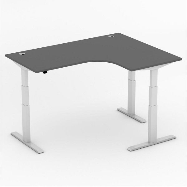 Deskin Höhenverstellbarer Eckschreibtisch PROFI MODUL, Dekor anthrazit, B 1800 x T 1400 x H 640-1300 mm, rechtsseitig, 349444