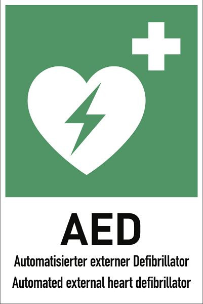 Moedel Automatisierter externer Defibrillator (AED), Kombischild, Aluminium, 200x300 mm, 104430