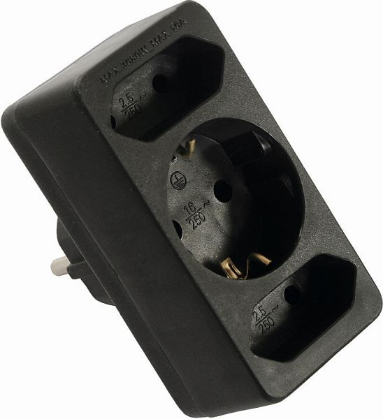 as-Schwabe Euromultistecker 2+1, schwarz, 49112