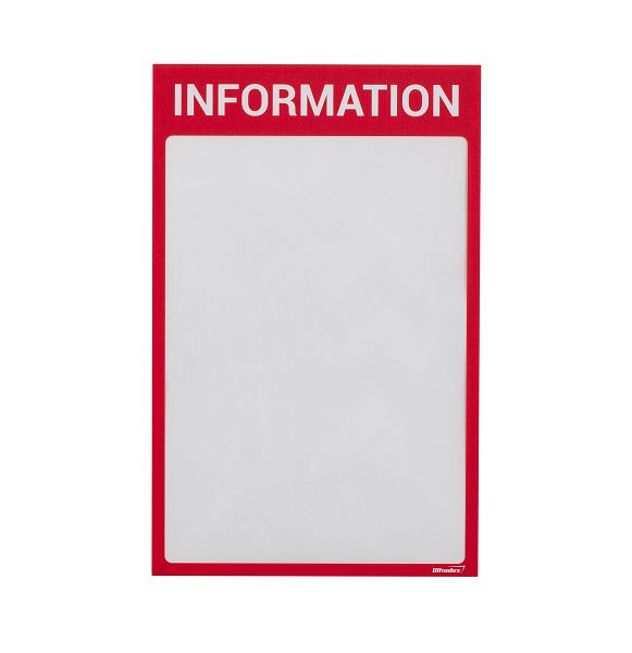 Ultradex Infotasche mit Überschrift "INFORMATION", A4, magnetisch rot, VE: 5 Stück, 8890I05