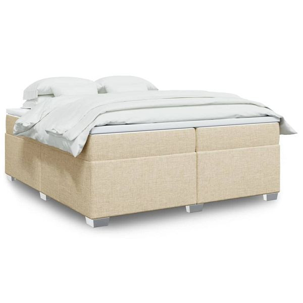 vidaXL Boxspringbett mit Matratze Creme 200x200 cm Stoff, 3285163