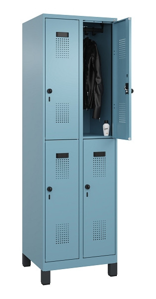 C+P Doppelstöckiger Spind Evolo PLUS, mit Füßen, 4 Fächer, 1950x600x500mm, 0010, Drehriegel, 049310-20 S10021