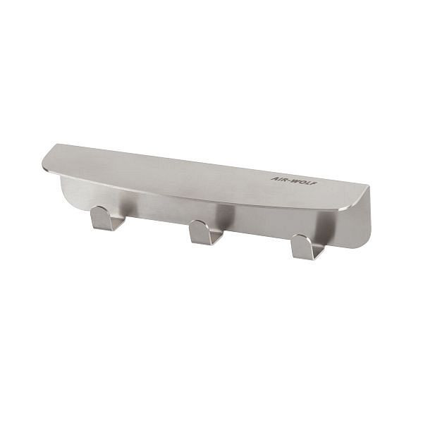 Air Wolf Hakenleiste mit 3 Haken, Serie Alpha, H x B x T: 61 x 265 x 52 mm, Edelstahl gebürstet, 60-166