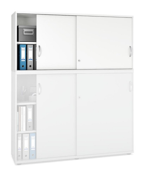 Deskin Schiebetüren-Aufsatzschrank MULTI M pro, Dekor: Weiß, BxHxT: 1600 x 750 x 420 mm, 272606