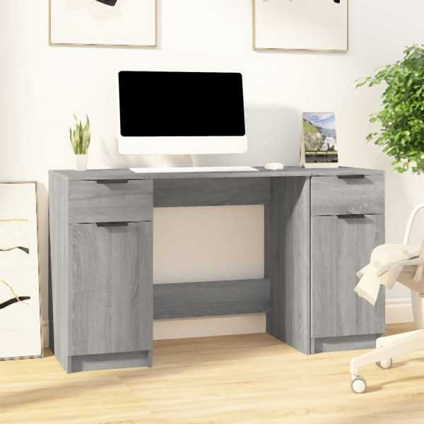 vidaXL Schreibtisch mit Beistellschrank Grau Sonoma Holzwerkstoff, 3115914