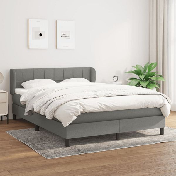 vidaXL Boxspringbett mit Matratze Dunkelgrau 140x200 cm Stoff, 3126246
