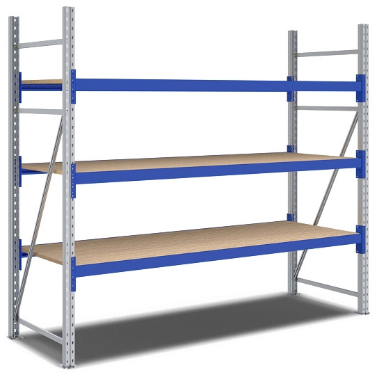 BITO Weitspannregal Set /F2 2000x800x2200 Grundfeld 3 Ebenen Spanplatten RAL5010 U, C0350-0261