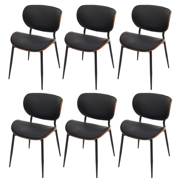 Mendler 6er-Set Esszimmerstuhl HWC-O45, Stuhl, Bugholz Kunstleder 280g/m², Walnuss-Optik, schwarz, 3x118233
