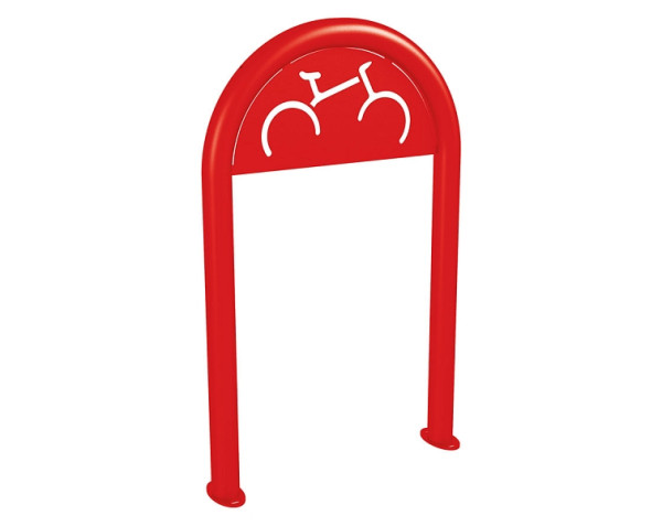 Procity Fahrradbügel in Büroklammerform Ø60 mm mit Fahrrad-Beschilderung - Auf Bodenplatten, RAL 3020, 291053.3020