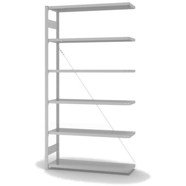 hofe Anbauregal, zerlegt, 6 Böden 2500 x 400 x 1300 mm, lichtgrau ähnlich RAL 7035 ableitfähig kunststoffbeschichtet, HKA25413ESD
