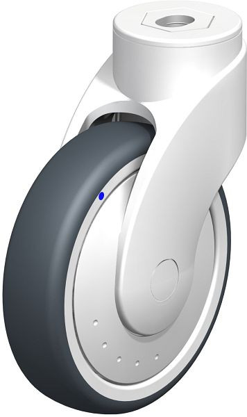 Blickle LWKX-TPA 126XK-FK Kunststoff-Lenkrolle WAVE, rostfrei, mit Rückenloch, Thermoplastisches Gummi-Elastomer, Grau, 740170
