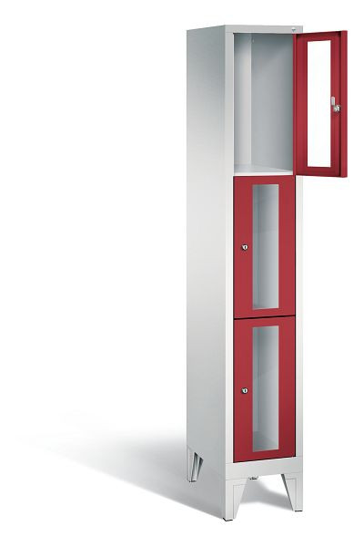 C+P Schließfachschrank Classic, H1850xB320xT500mm, Farbe: Lichtgrau / Rubinrot, 8010A103 S10001