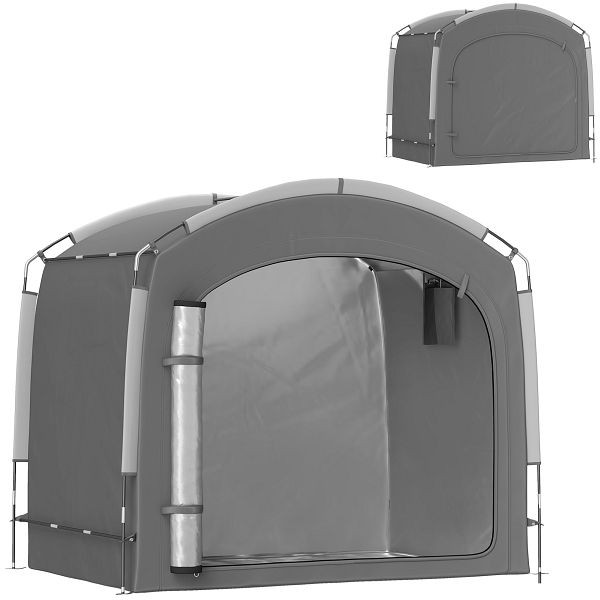 Outsunny Fahrradgaragenzelt tragbare Fahrradabdeckung für 3-4 Fahrräder mit 2 Seitentaschen 205 x 140 x 188 cm Dunkelgrau, 84C-649V00CG