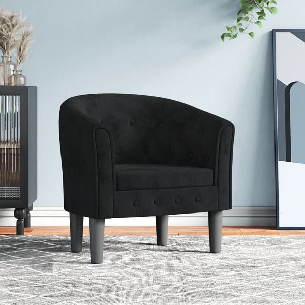 vidaXL Clubsessel Schwarz Samt, Top-Qualität, Sperrholz, 356471