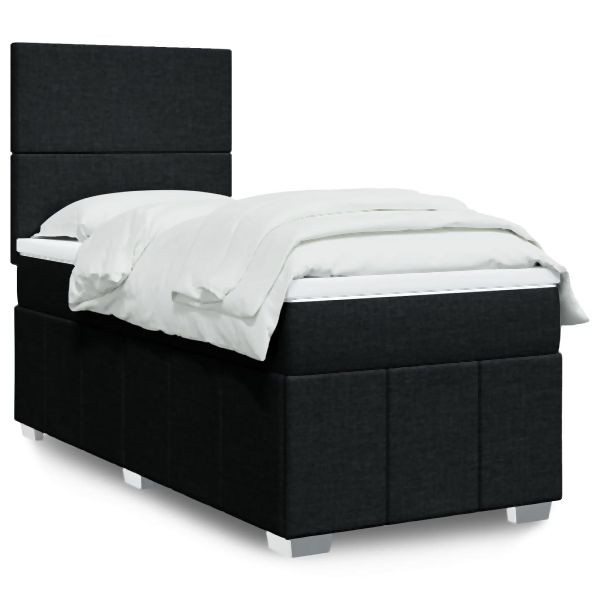 vidaXL Boxspringbett mit Matratze Schwarz 90x200 cm Stoff, 3293846