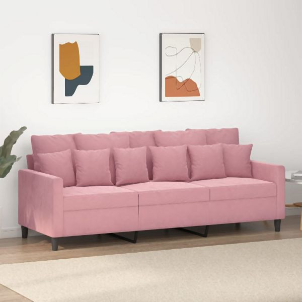 vidaXL 3-Sitzer-Sofa Rosa 180 cm Samt, Platz zum Plaudern, 359316